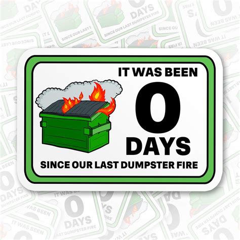 Custom Dumpster Fire Day Count Sticker, Dumpster Fire Stickers, Funny ...