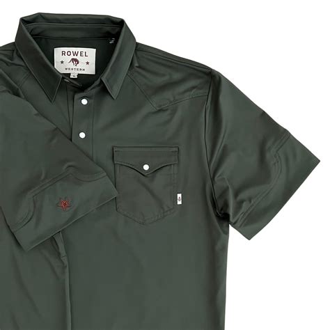 Pearl Snap Polo- Pineneedle – Rowel Western Wear