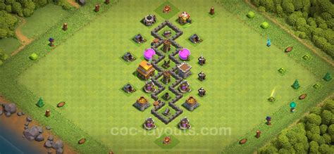 Trophy (Defense) Base TH4 with Link - Clash of Clans 2022 - Town Hall ...