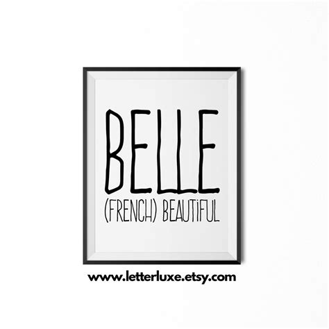 Belle Name Meaning Printable Nursery Art Baby Shower by LetterLuxe