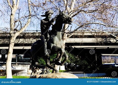 Pony Express Statue Horse and Rider Sacramento California Editorial ...