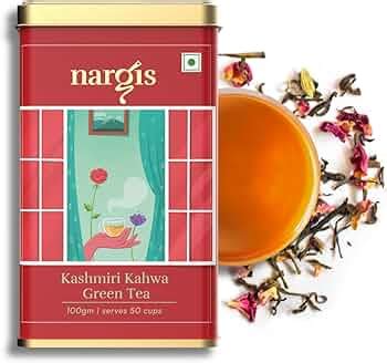 Nargis Tea Kashmiri Kahwa Green Tea 100gm | Blended with 9 Natural ...