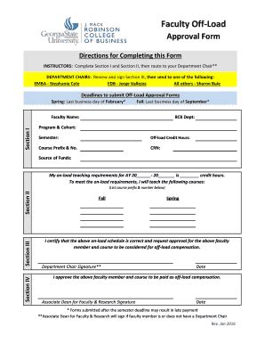 Fillable Online technology robinson gsu Off-Load Approval Form Jan2016 ...