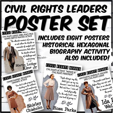 Civil Rights Heroes Poster Set & Historical Hexagonal Autobiography ...