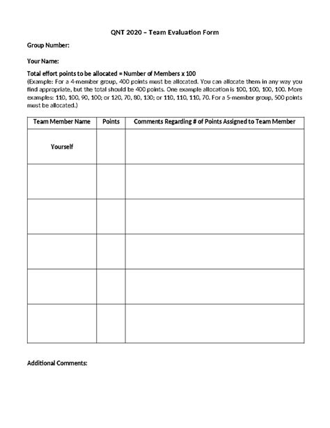 QNT 2020 - Team Evaluation Form - QNT 2020 – Team Evaluation Form Group ...