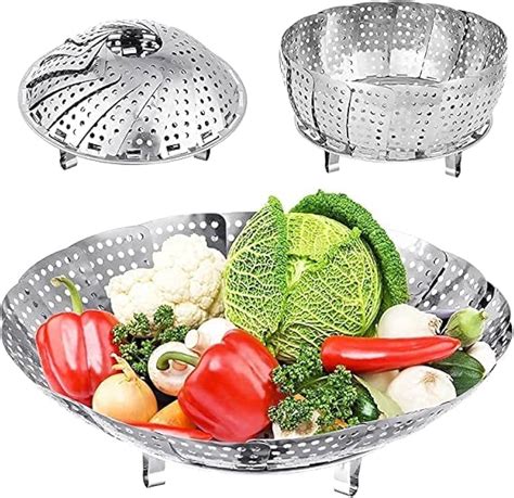 Stainless Steel Vegetable Fruit Steamer Punching Food Drain Bowl Baske ...