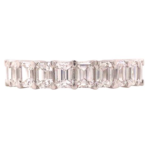 Vintage Platinum Diamond and Emerald Eternity Band at 1stDibs