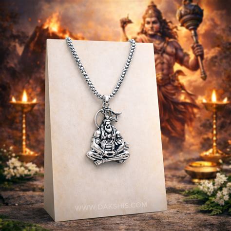 100% Silver Plated Hanuman Locket With Chain – DAKSHIS