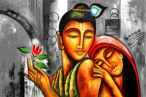 Artistic Radha Krishna Mural Wallpaper - Magicdecor®