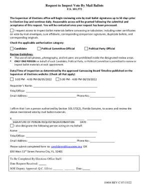 Fillable Online Request to Inspect Vote By Mail Ballots F.S. 101 Fax ...