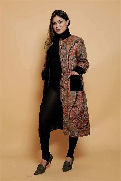 Brown colour kani designer jacket along with new designer jaal pattern