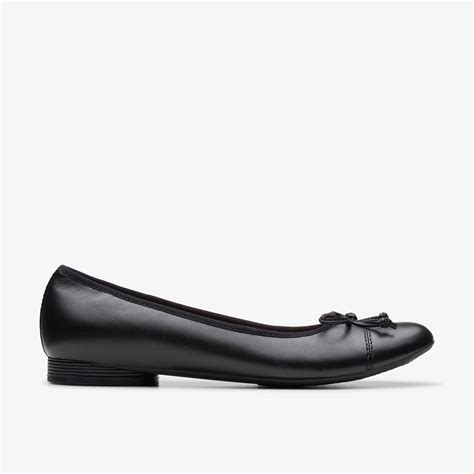 Womens Loreleigh Rae Black Leather Ballet Pump Slip On Shoes | Clarks