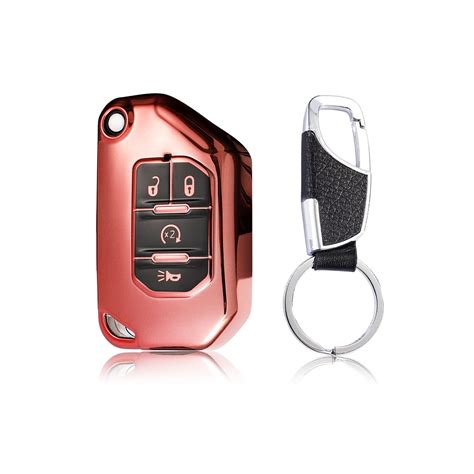 Buy SHSB Key Fob Cover for Jeep JL JT 2018-2021, Car Key Holder Case ...