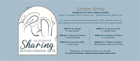 An Intimate Sharing Between Friends - Lenten Series: The Saints of JRM ...