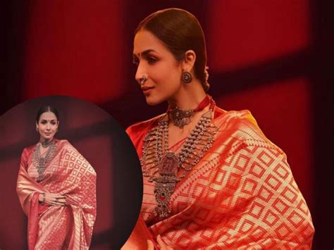 PHOTOS Malaika Arora in a noseless nose and a red Banarasi saree pics ...