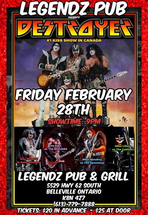 DESTROYER Canada KISS Tribute @Legendz Pub & Grill Belleville ON ...