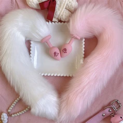 Small Size Pink Silicone Anal Plug Cat Paw Anal Stuffed Fox Tail Cosplay Sex Toys