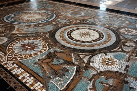 Premium Photo | An intricate mosaic floor tile details with unique ...