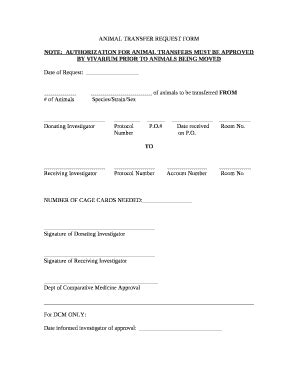 ANIMAL TRANSFER REQUEST Doc Template | pdfFiller
