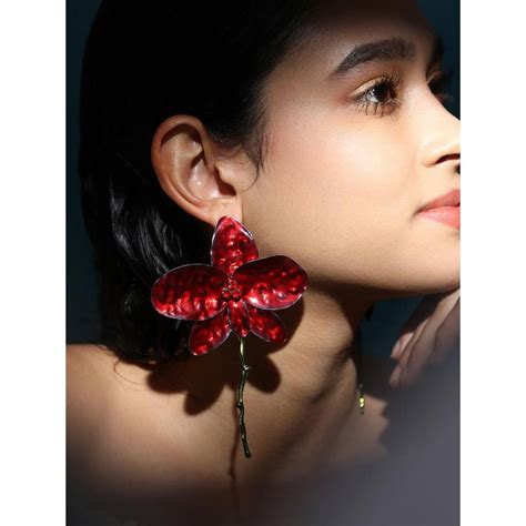 Buy SOHI Women's The Enamel Tendril-Bloomara Drop Earrings - Carmine ...