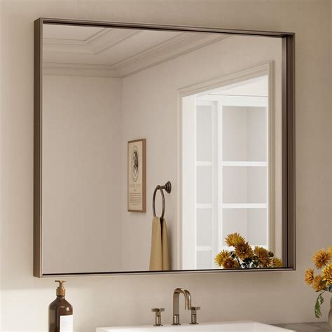 Amazon.com: Keonjinn 42 x 36 Inch Brushed Bronze Bathroom Mirror ...
