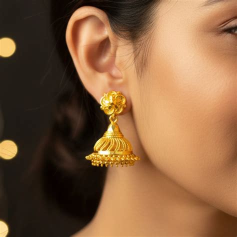 Gold Plated Ethnic Bridal Bell Jimikki/Jhumka - Festive Jewelry - 24 ...