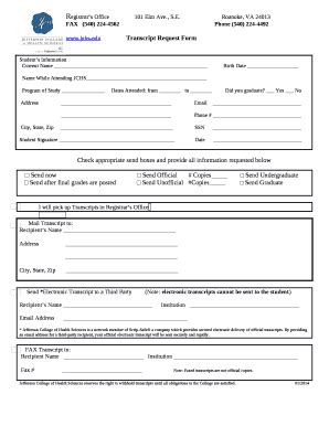 Jefferson College Of Health Sciences Transcript Request - Fill and Sign ...
