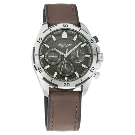 Titan Octane Hyper Lume Black Dial Quartz Multifunction Leather Strap ...