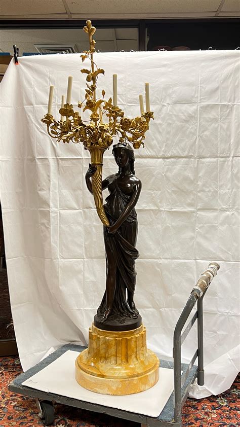 Very fine 19 century French Neoclassical Figurative Bronze Torchiere ...