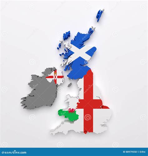 Uk countries map and flags stock illustration. Illustration of ireland - 88979558