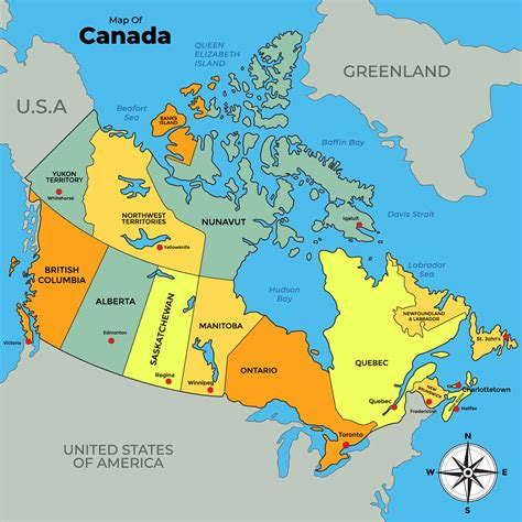 Map of Canada with Surrounding Borders 20361305 Vector Art at Vecteezy