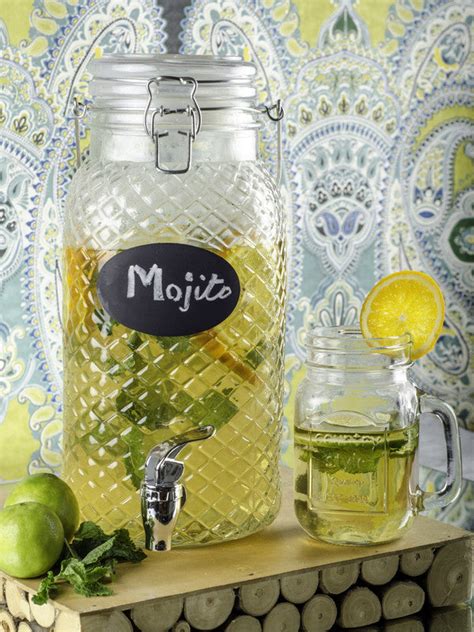 Glass Dispenser with Chalkboard for Infused Water, Juices, Mocktails ...