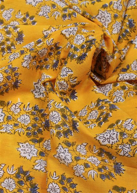 Mellow Mustard Cotton Hand Block Printed Fabric – The Printroots