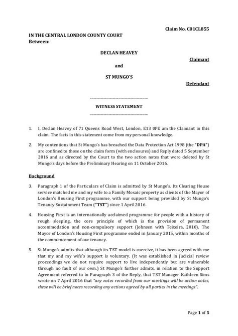 Example Witness Statement UK 的图像结果