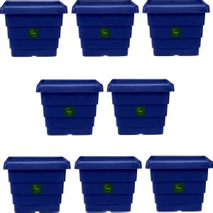 Budding Roots Orchid Square 4 Inch Blue Flower Pot Plant Container Set ...