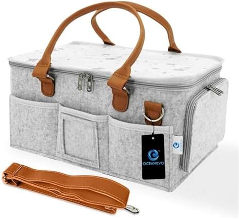 OCEANEVO Cute Felt Diaper Caddy Organizer Bag with Lid and Removable ...
