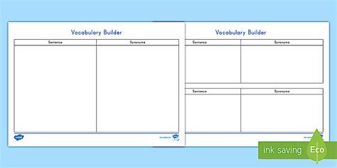 Vocabulary Builder Worksheet