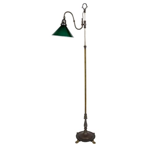 1930s Adjustable Paw Foot Floor Lamp with Green Glass Shade at 1stDibs ...