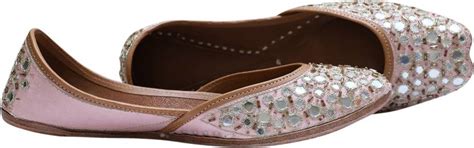 RSK ETHNIC WEAR Handmade Leather Ethnic Baby Pink Color Jutti with ...