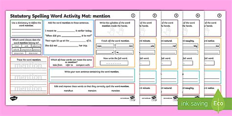Year 3 and 4 Statutory Spelling Words Activity Mat Pack 13