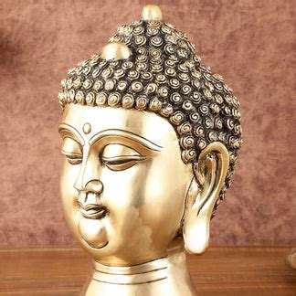 Buy Pure Brass Unique Buddha Head Statue with Mani - 9" - Budhshiv.com