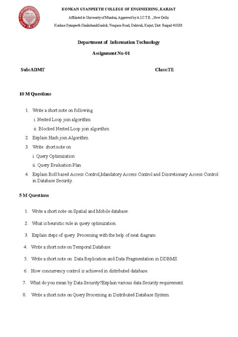 ADMT Assignment 1 - Currently student of Konkan Gyanpeeth College of ...