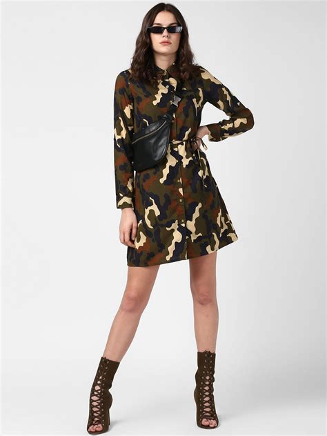Women's Camouflage Print Shirt Dress – Stylestone