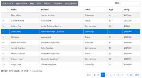 jQuery DataTables 的图像结果