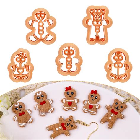 Buy Puocaon Gingerbread Man Clay Cutters - 5 Pcs Christmas Holiday ...