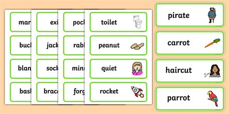Two Syllable Final T Sound Word Cards
