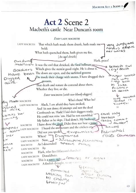 Annotated Act 2 Scene 2 Macbeth Revision Notes PDF - Summary, Quotes ...