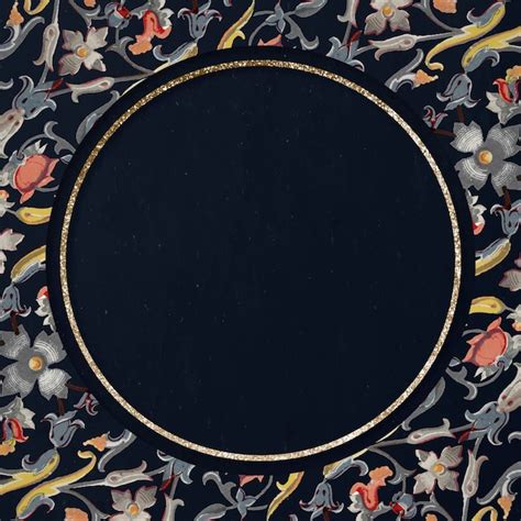 Floral gemusterter runder goldener Rahmenvektor | Kostenlose Vektor