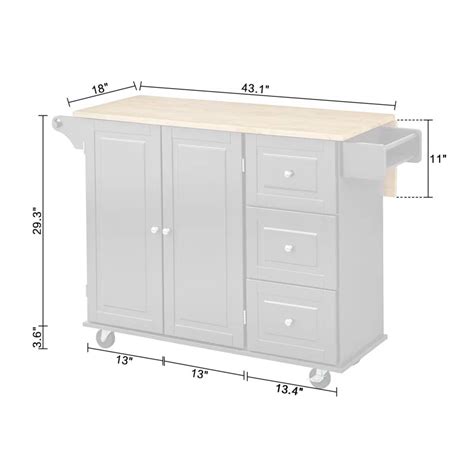 Kitchen Island Table: 53.75'' Wide Mobile Cart with Storage Drawers ...