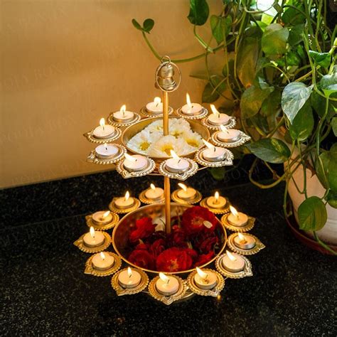 Buy Exquisite Layer Deep Diya Urli Stand Online in India - Mypoojabox.in
